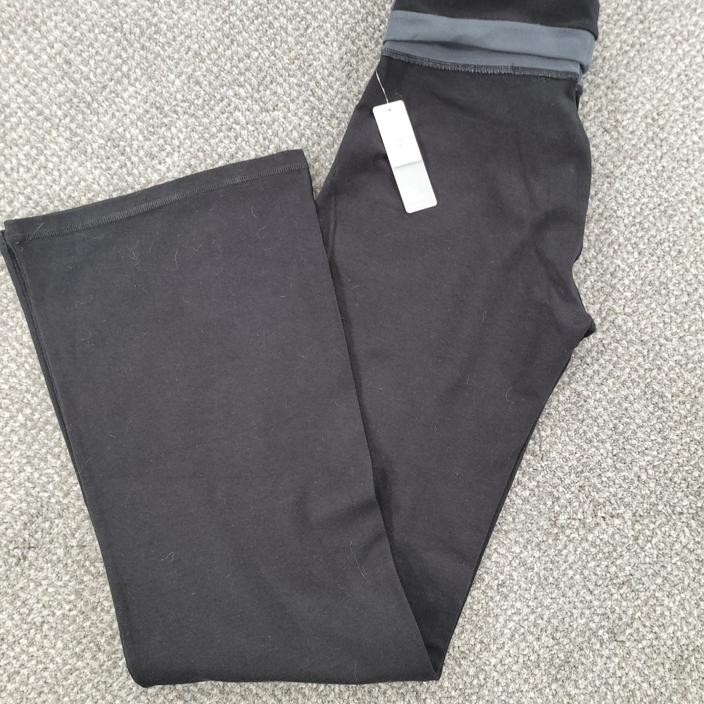 GapFit gbalance Yoga Pants Womens Medium Black Foldover Waist Flared Leg NEW